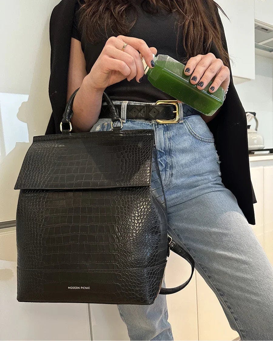 Chic, Stylish Padded Laptop Sleeve Backpack, Black Croc