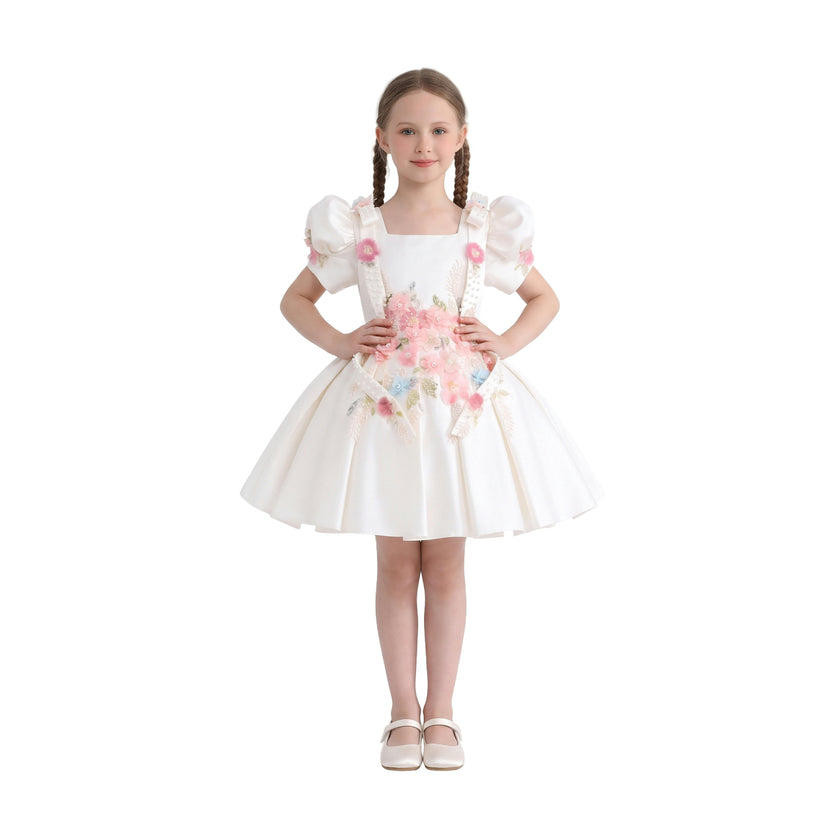 White Elarose Floral Embellished Dress