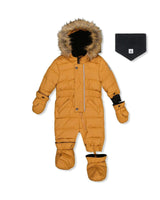 Baby Original One Piece Puffy Snowsuit With Removable Mittens And Boots Brown Sugar