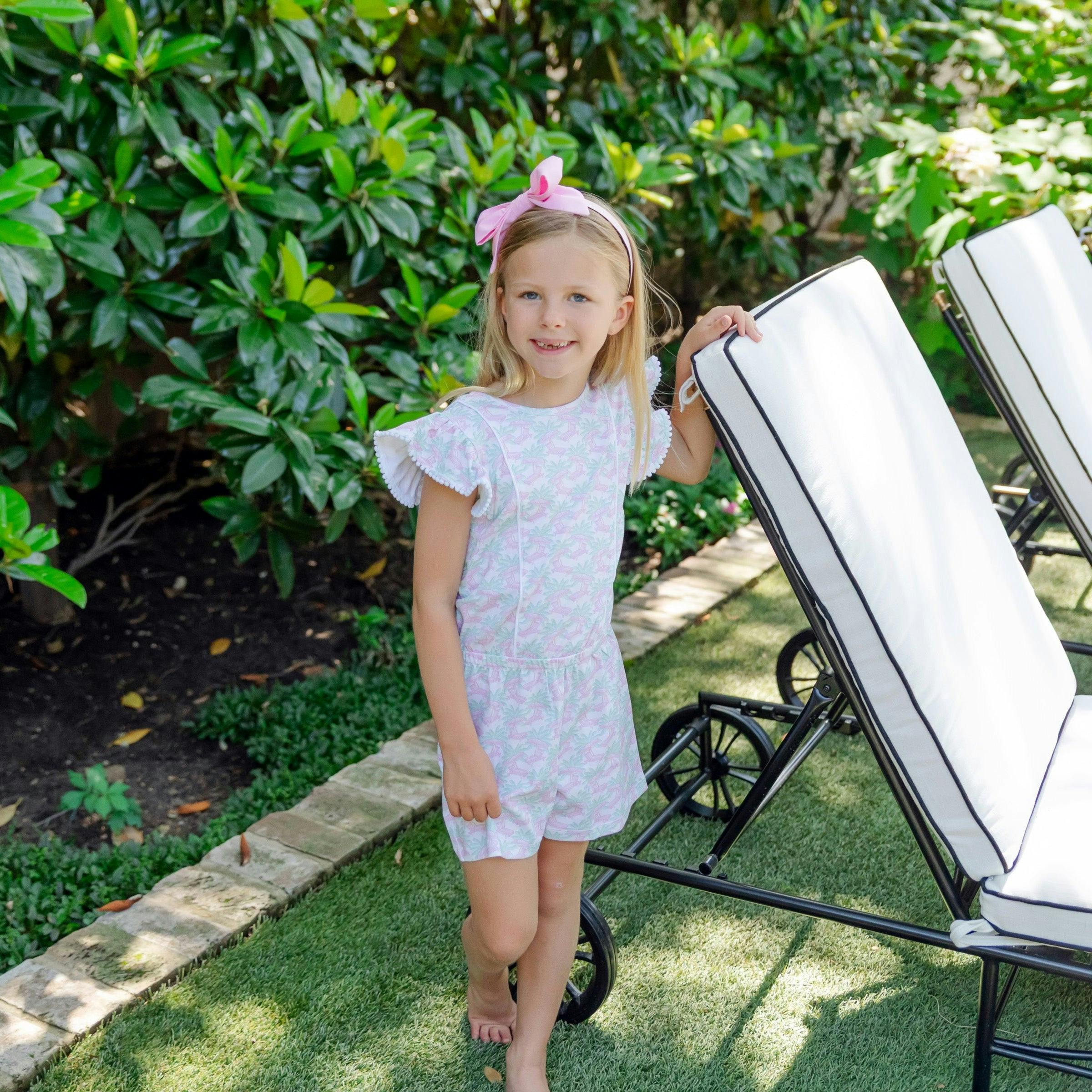 Rae Girls' Romper - Poolside Palms