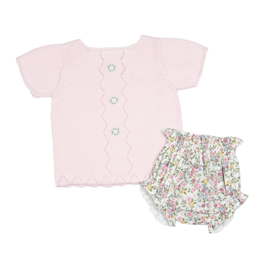 Colette Knit Diaper Set -Pink