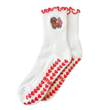 USA DOXIE Grippy Pilates Socks, White/Red