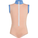 The Noho High Collar Front Half Zip One-Piece, Salmon Sky