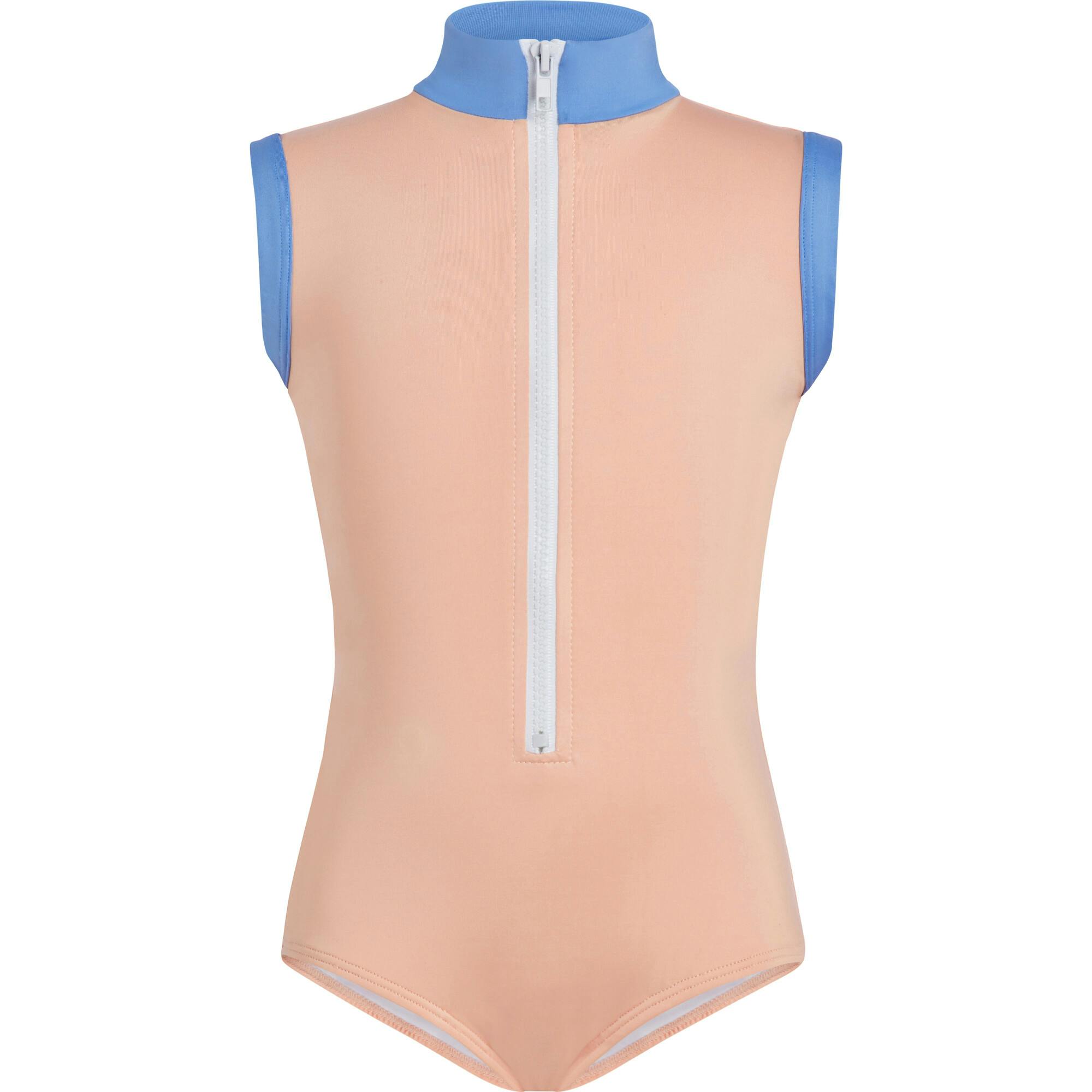 The Noho High Collar Front Half Zip One-Piece, Salmon Sky