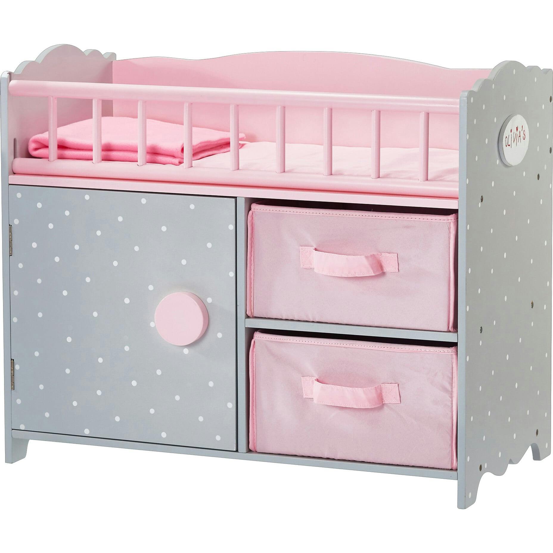 Olivia's Little World Wooden Baby Doll Crib & Cabinet