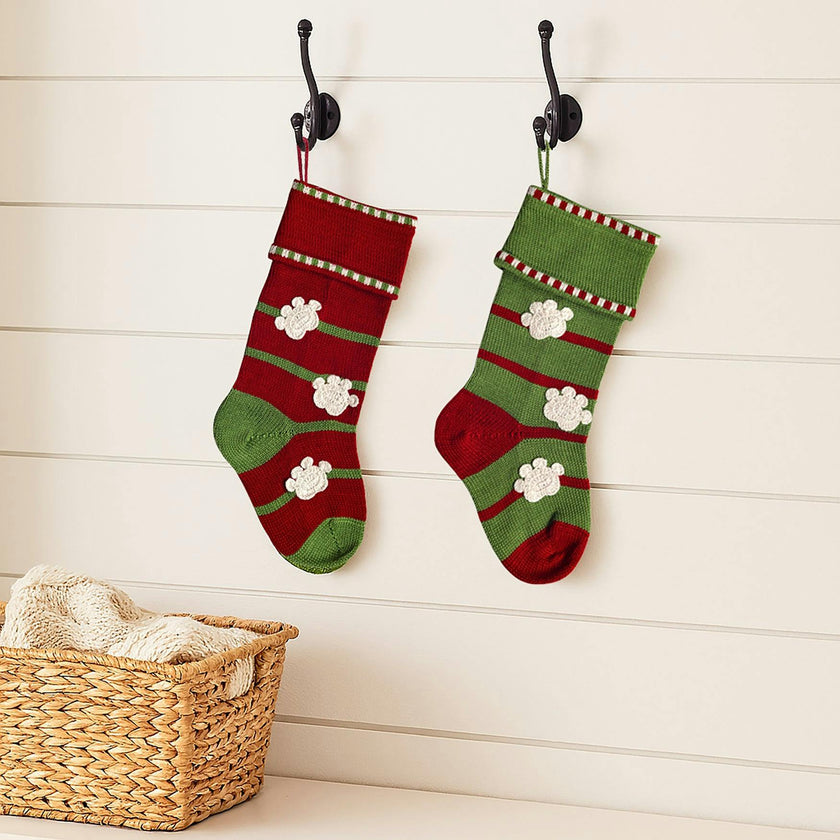 Paw Print Stocking, Green