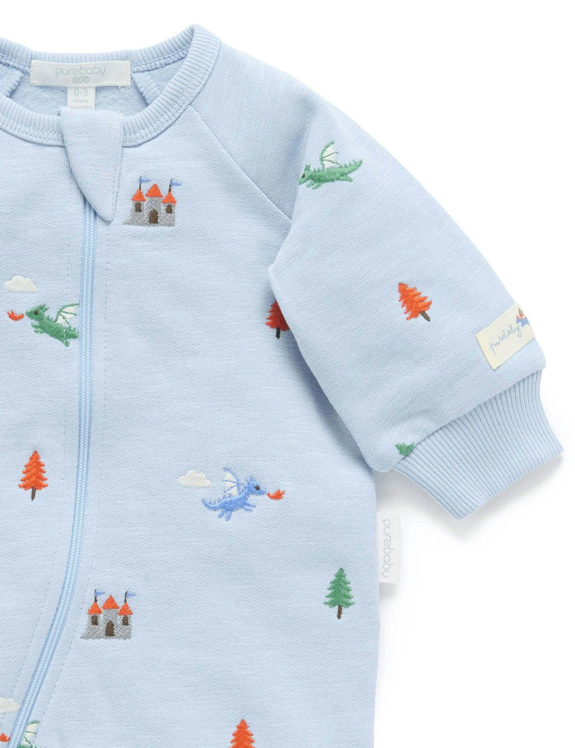 Embroidered Fleece Growsuit Dragon Broderie