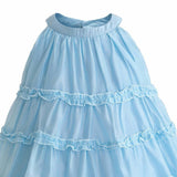 Blue Seralyn Tiered Ruffle Dress