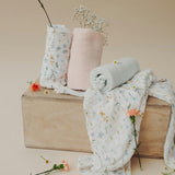 Cotton Muslin Swaddle Blanket - Pale Pinstripe