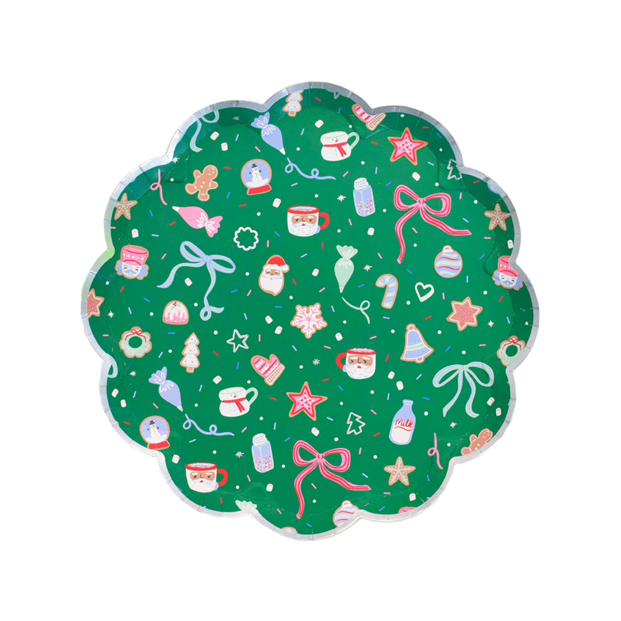 Baking Spirits Bright Dark Green Scalloped Small Plates