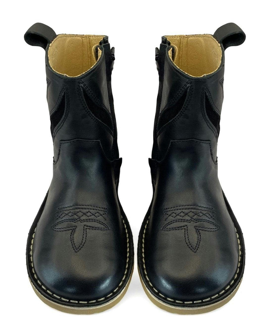 Jessie Kids Cowboy Boot - Black Leather