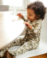 Island Leaf Cotton Stretch Zipper Footed Romper