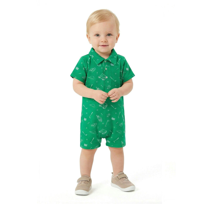 Printed Baby Romper | Green Golf