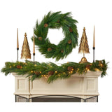 Deluxe Long Needle Pine & Pinecone Faux Winter Greenery Front Door Mantel Wreath