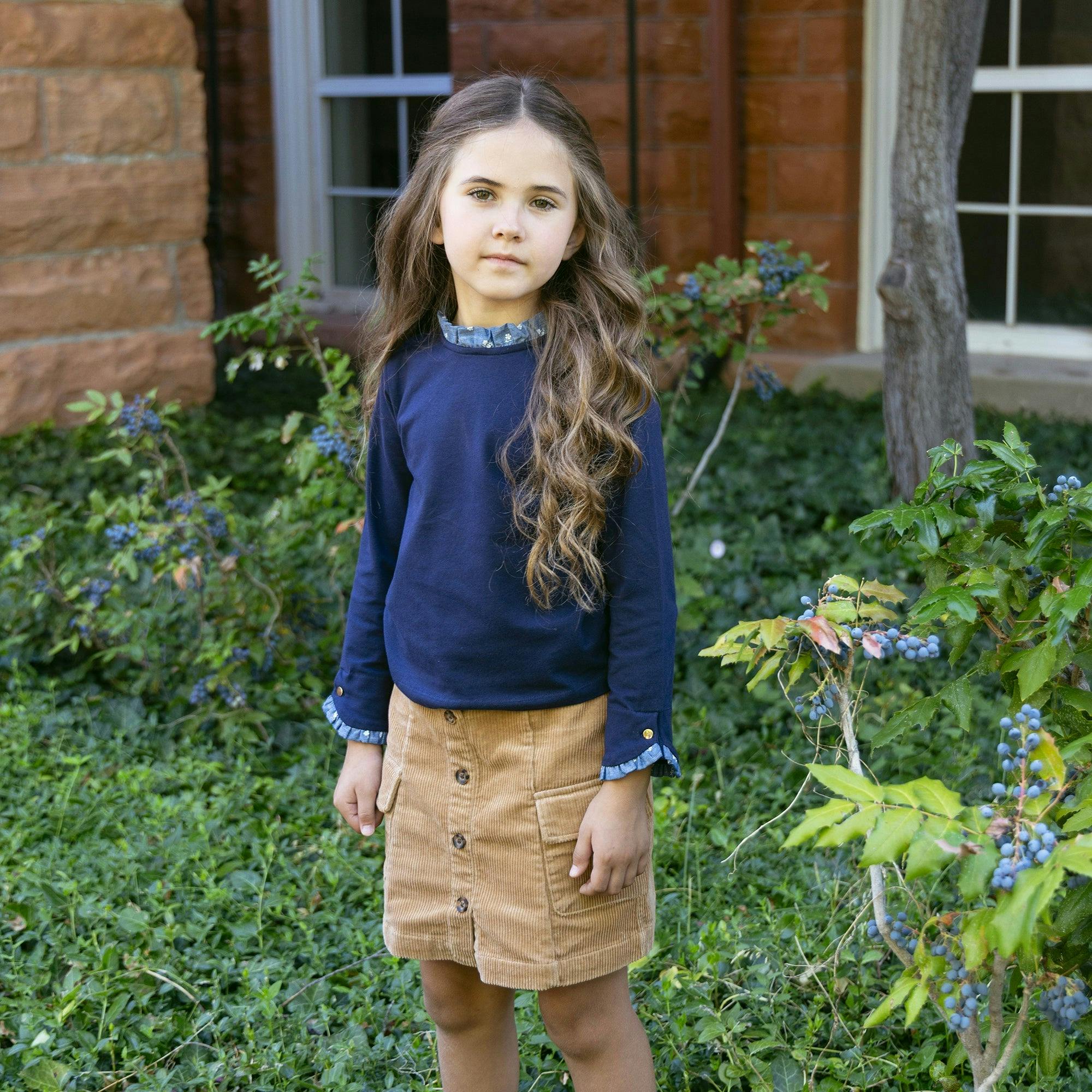 Organic Ruffle Trim Knit Top