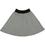 Soft Gingham Ribbed Waist A-Line Short Skirt