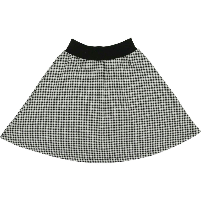 Soft Gingham Ribbed Waist A-Line Short Skirt