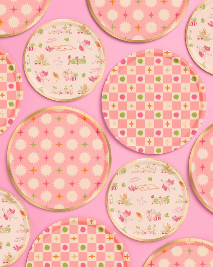 Palm Royale Plates - 32 paper plates, 2 sizes