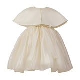 Beige Dovera Timeless Cape-Overlay Gown