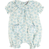 Esme Floral Swiss Voile Scallop Detail All-In-One Pyjamas in Blue (9mths-2yrs)