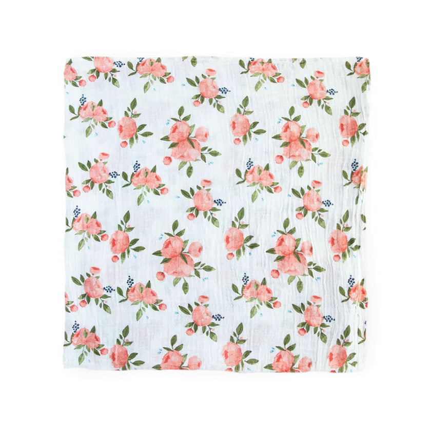 Cotton Muslin Swaddle Blanket 3 Pack - Watercolor Roses
