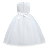 White Pearl Bow Tulle Dress
