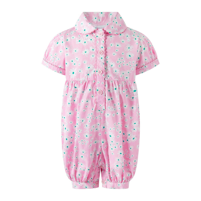 Pink Daisy Button-Front Babysuit