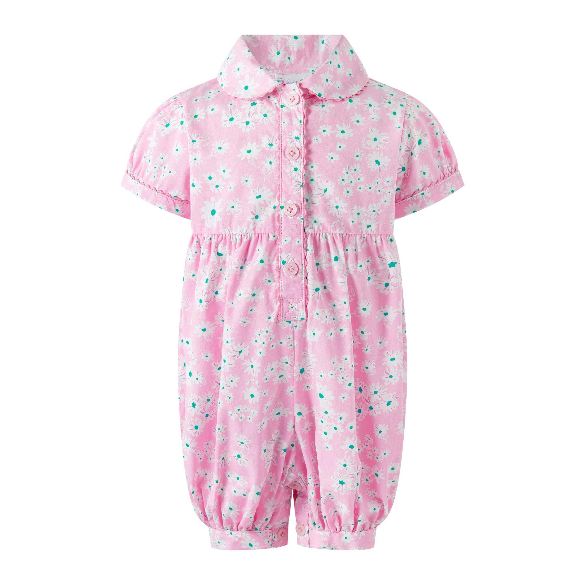 Pink Daisy Button-Front Babysuit