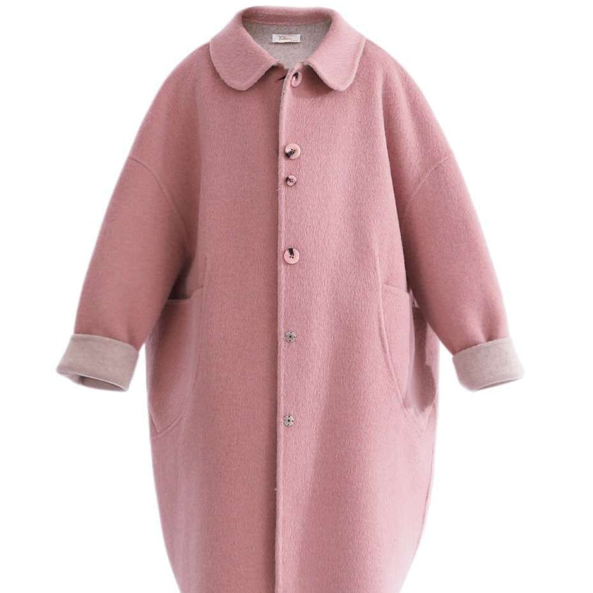Pink Wool Coat with Peter Pan Collar