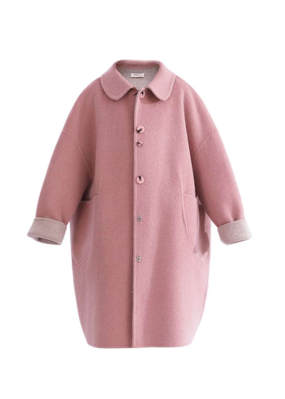 Pink Wool Coat with Peter Pan Collar