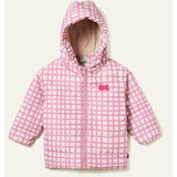 Recycled Polyester Pink Grid Lightweight Puffer