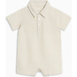Mato Seersucker Collared Romper - Dune Stripe