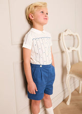 The Matthew Hand Embroidered Openwork Two Piece Set in Navy (18mths-6yrs)