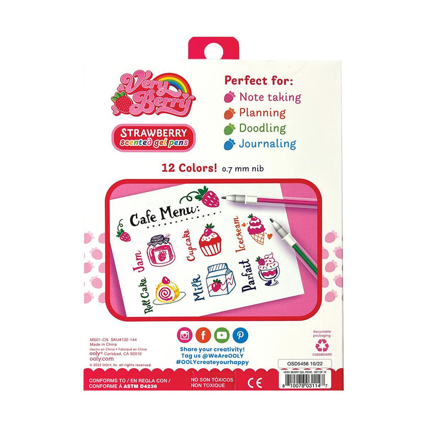 Very Berry Strawberry Scented Gel Pens - Set of 12