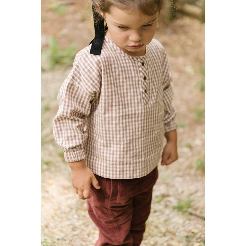 Gingham Kids Long Sleeve Top - Thistle
