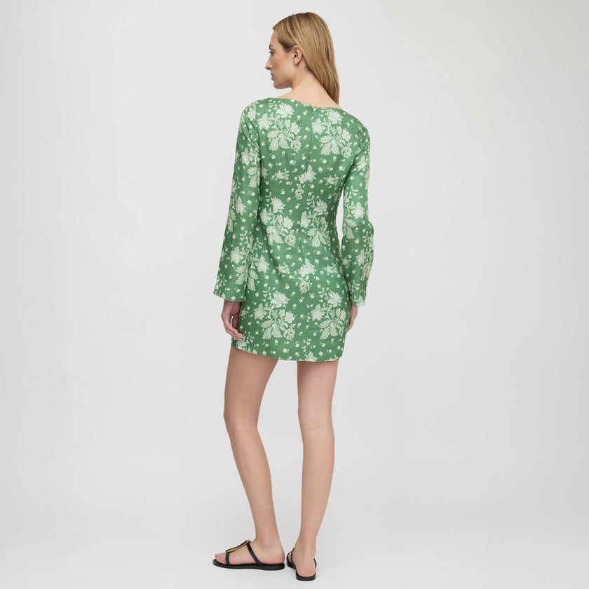 The Longsleeve Viola Dress - Green Delft Bouquet