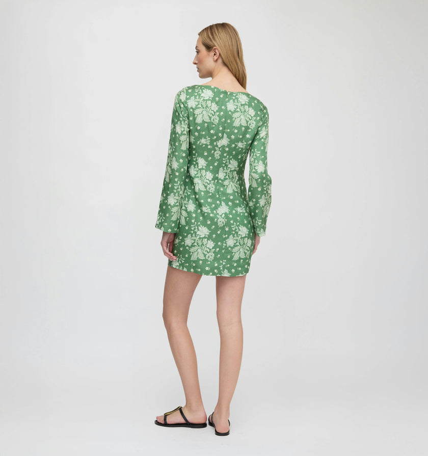 The Longsleeve Viola Dress - Green Delft Bouquet