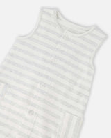 Cotton Striped Romper White And Grey Stripes
