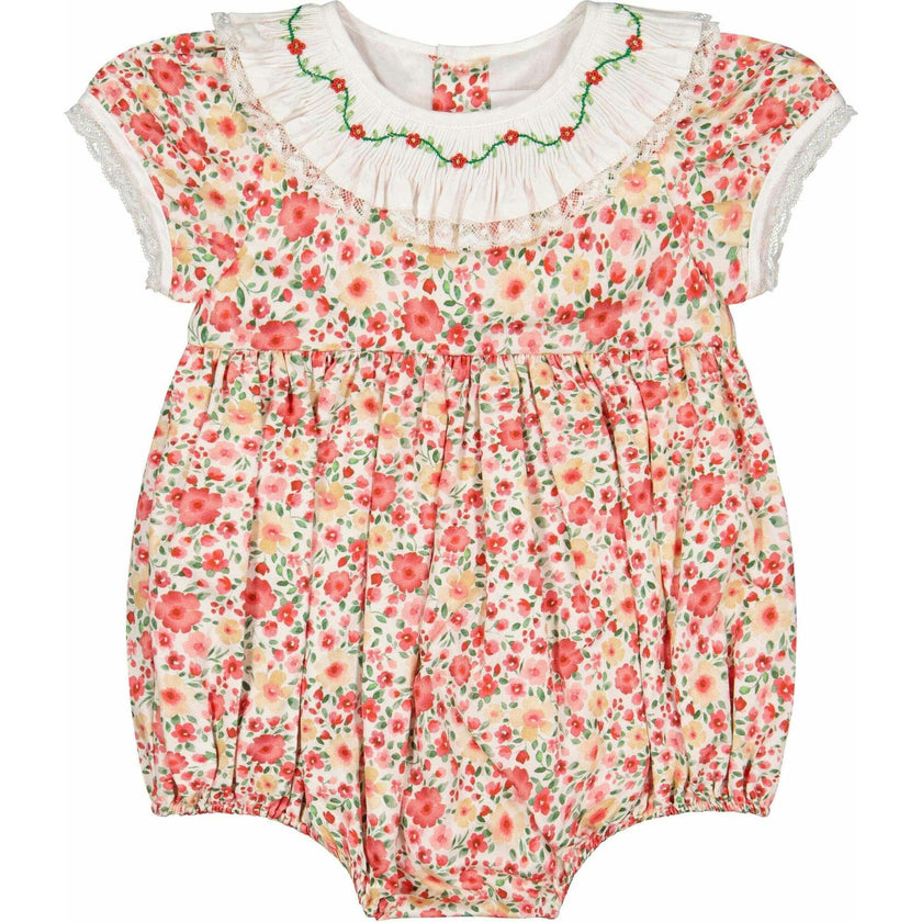 Celestine Red Floral Smocked Romper