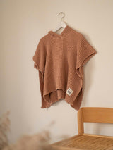 children's linen waffle poncho - cinnamon