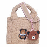 Sherpa Tote Bag – Cozy, Colorful & Convertible with Matching Coin Purse, Teddy Bear
