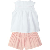 LARANJINHA Embroidered Blouse Shorts Set - Pink & White