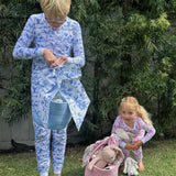 Kids Skydog Toile Blue Long PJ Set - Organic Stretch Jersey Knit Cotton