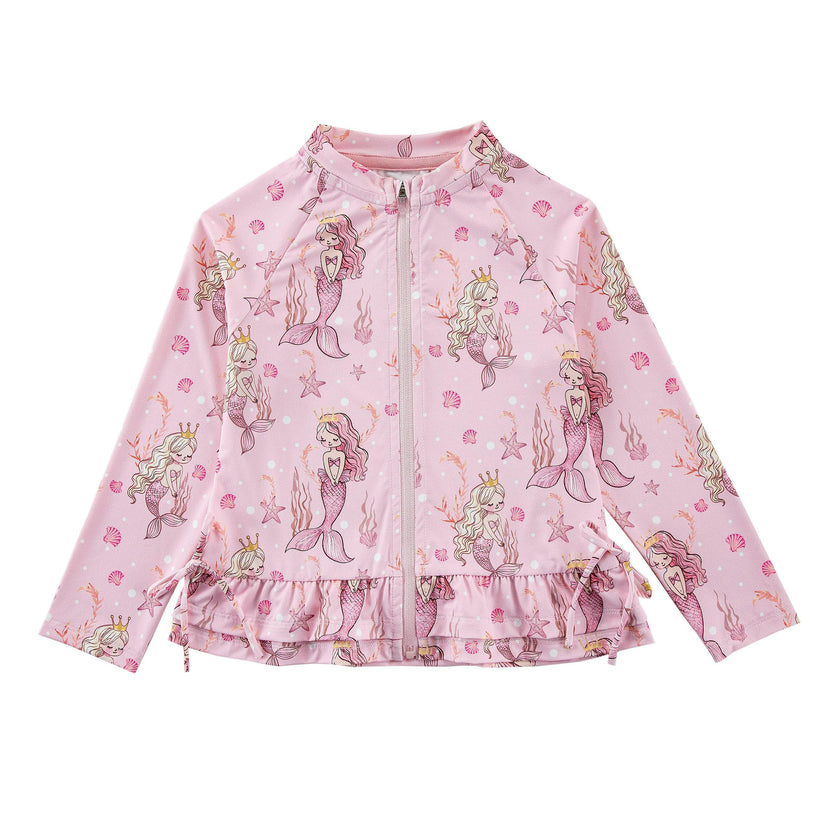 Raya UPF 50+ Ruffled Zip Up Sun Protection Jacket, Mermaid