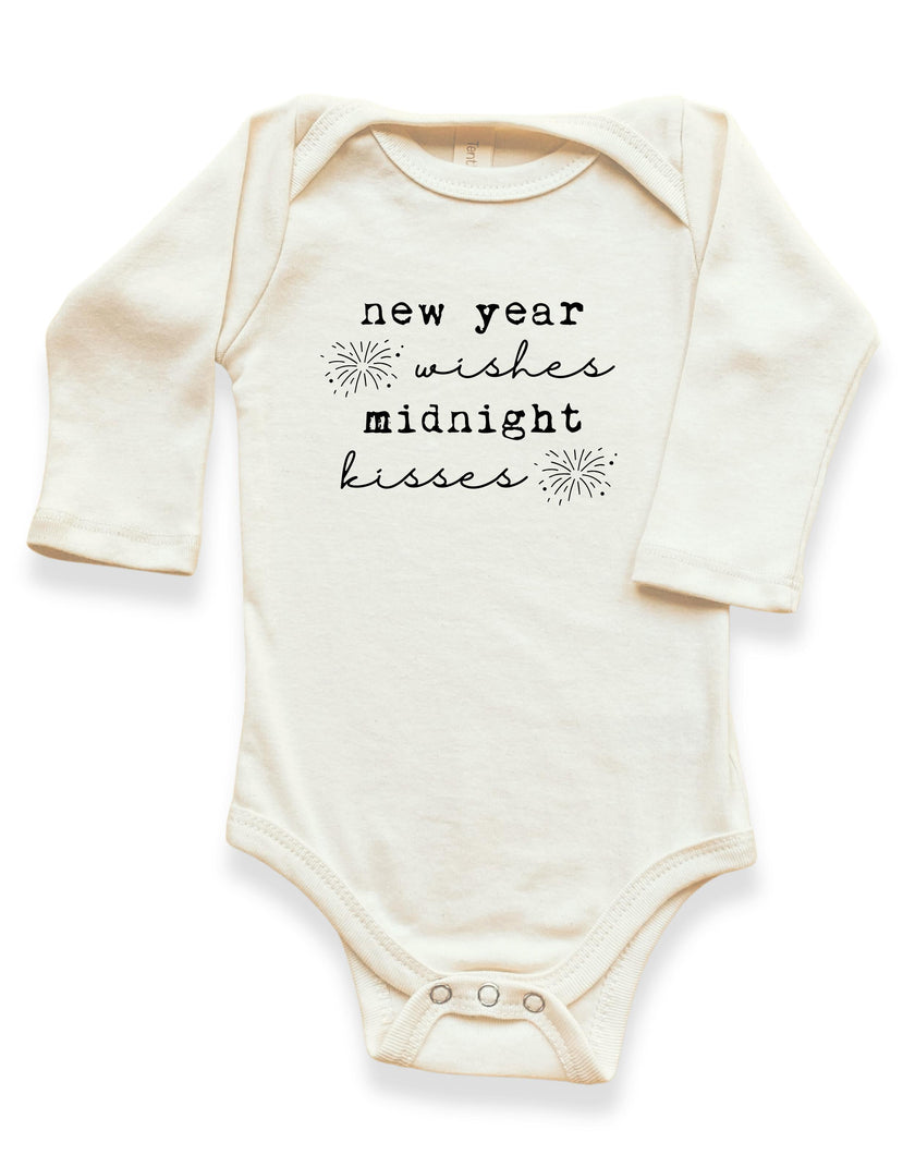 New Year Wishes Organic Baby Bodysuit Long Sleeve