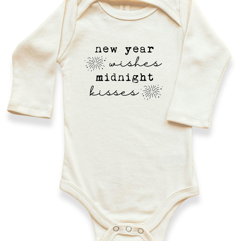 New Year Wishes Organic Baby Bodysuit Long Sleeve