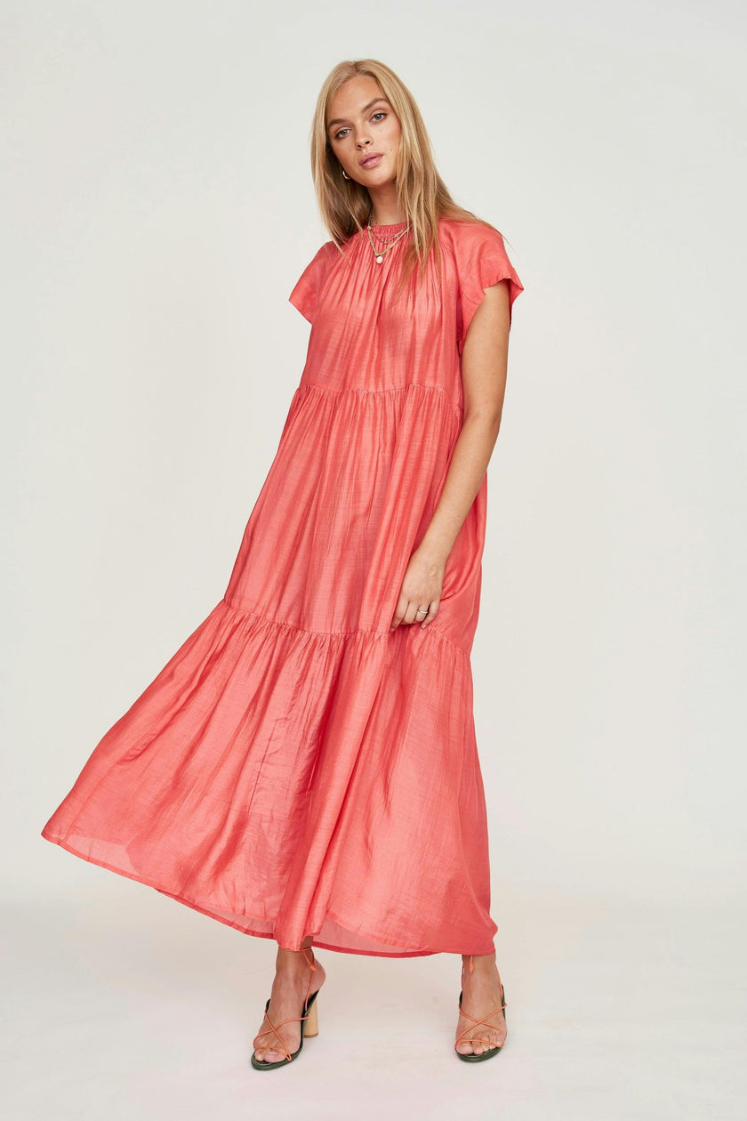 Vienna Maxi Dress in Coral