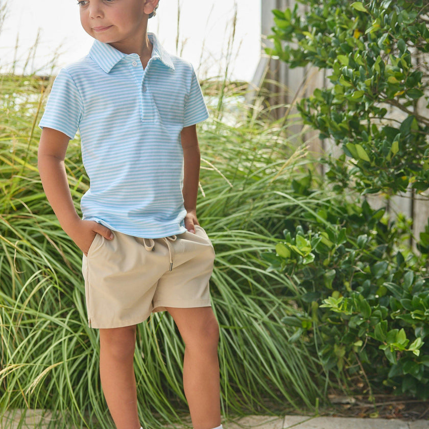 Short Sleeve Polo - Sky Stripe