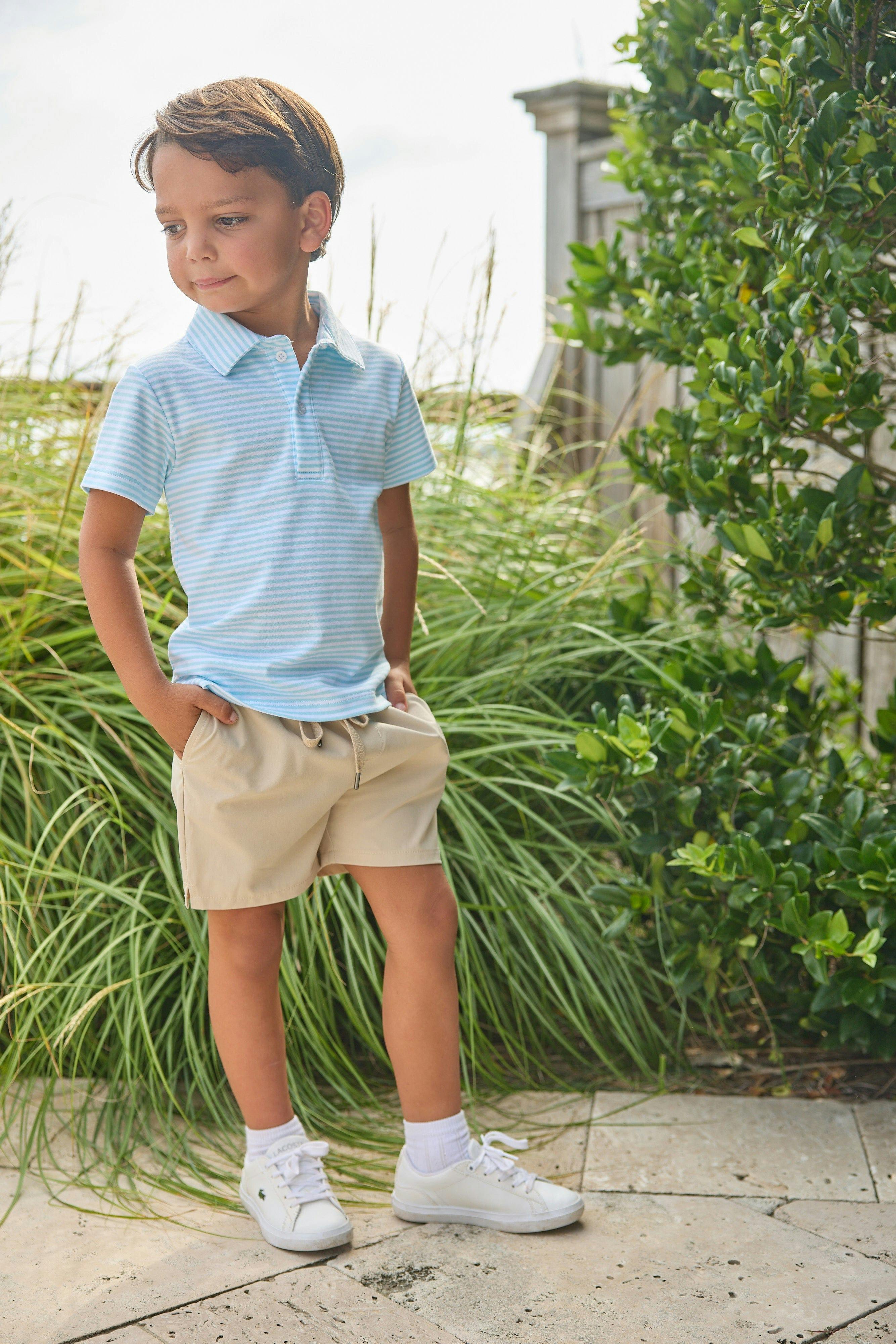 Short Sleeve Polo - Sky Stripe