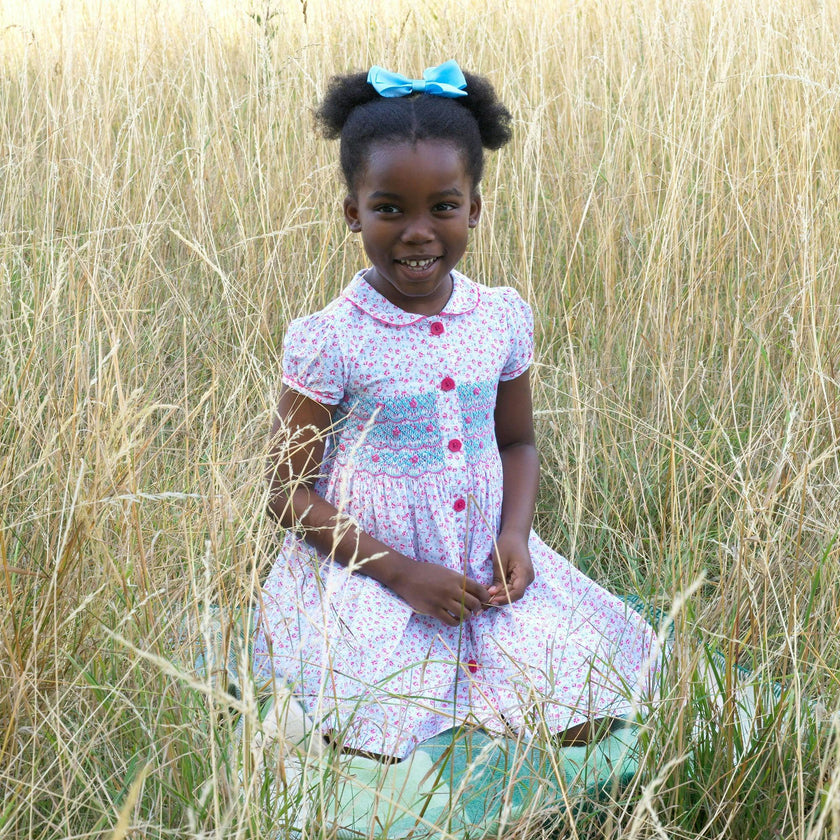 Floral Smocked Button-Front Dress